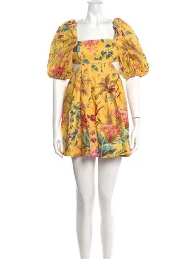 Pre-owned Zimmermann Linen Mini Dress In Yellow