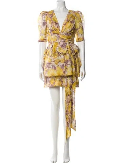 Pre-owned Zimmermann Linen Mini Dress In Yellow