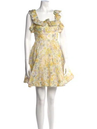 Pre-owned Zimmermann Linen Mini Dress In Yellow