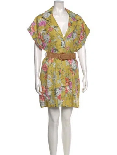 Pre-owned Zimmermann Linen Mini Dress In Yellow