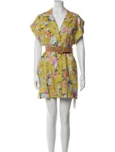 Pre-owned Zimmermann Linen Mini Dress In Yellow