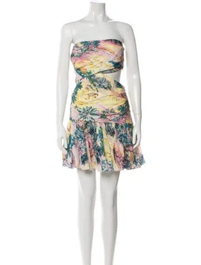 Pre-owned Zimmermann Linen Mini Dress In Yellow