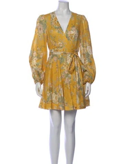 Pre-owned Zimmermann Linen Mini Dress In Yellow