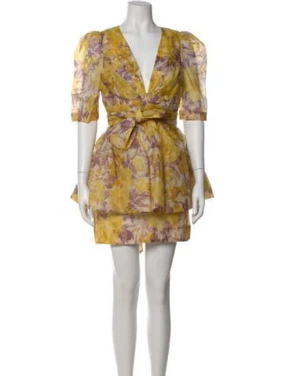 Pre-owned Zimmermann Linen Mini Dress In Yellow