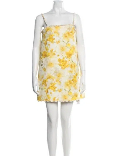 Pre-owned Zimmermann Linen Mini Dress In Yellow