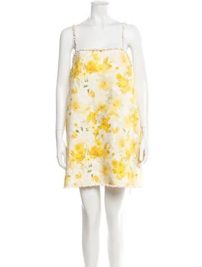 Pre-owned Zimmermann Linen Mini Dress In Yellow