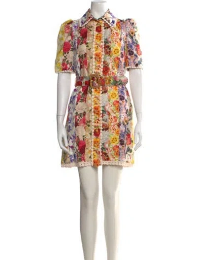 Pre-owned Zimmermann Linen Mini Dress In Yellow