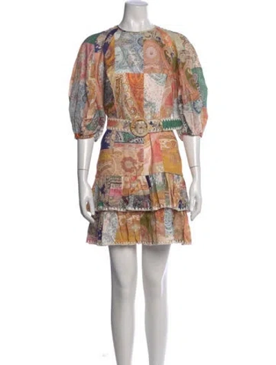 Pre-owned Zimmermann Linen Mini Dress In Yellow