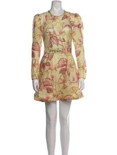 Pre-owned Zimmermann Linen Mini Dress In Yellow