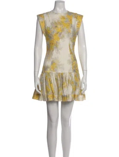 Pre-owned Zimmermann Linen Mini Dress In Yellow