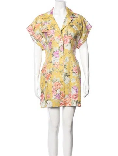 Pre-owned Zimmermann Linen Mini Dress In Yellow
