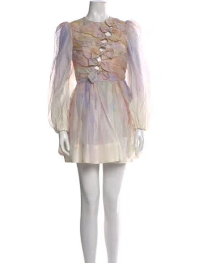 Pre-owned Zimmermann Linen Mini Dress In Yellow