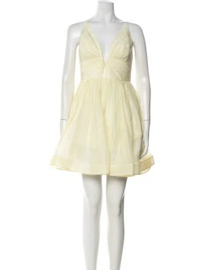 Pre-owned Zimmermann Linen Mini Dress In Yellow