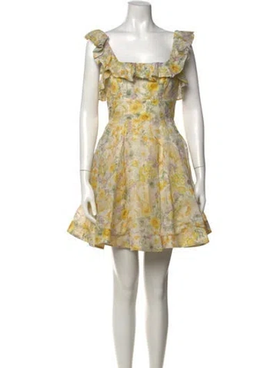 Pre-owned Zimmermann Linen Mini Dress In Yellow