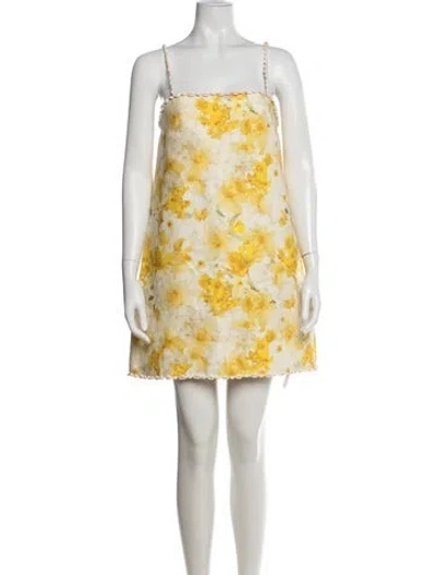 Pre-owned Zimmermann Linen Mini Dress In Yellow