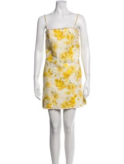 Pre-owned Zimmermann Linen Mini Dress In Yellow