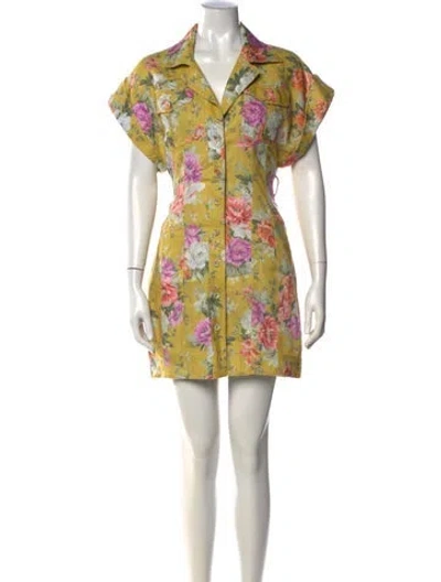 Pre-owned Zimmermann Linen Mini Dress In Yellow