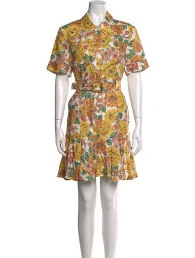 Pre-owned Zimmermann Linen Mini Dress In Yellow