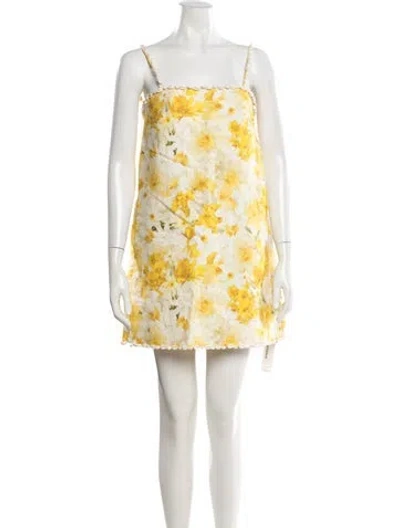 Pre-owned Zimmermann Linen Mini Dress In Yellow
