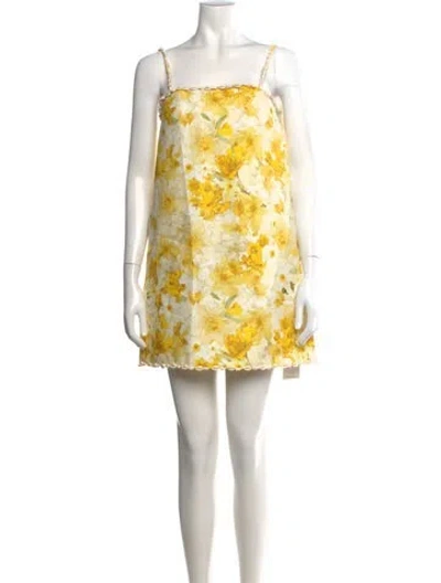 Pre-owned Zimmermann Linen Mini Dress In Yellow