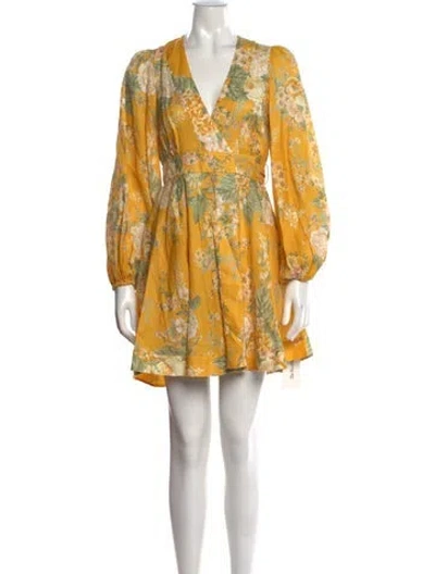 Pre-owned Zimmermann Linen Mini Dress In Yellow