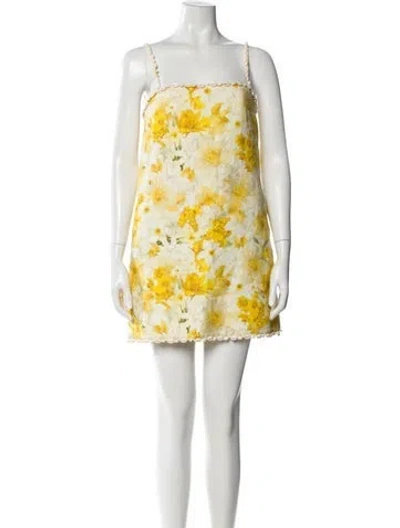 Pre-owned Zimmermann Linen Mini Dress In Yellow