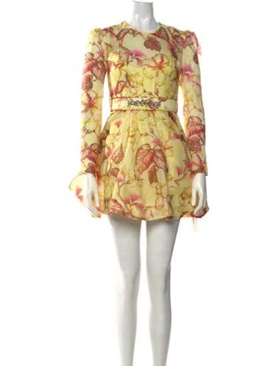 Pre-owned Zimmermann Linen Mini Dress In Yellow