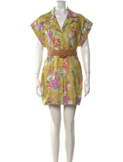 Pre-owned Zimmermann Linen Mini Dress In Yellow