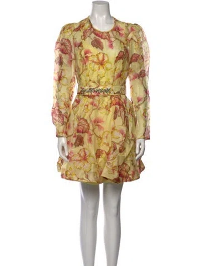 Pre-owned Zimmermann Linen Mini Dress In Yellow