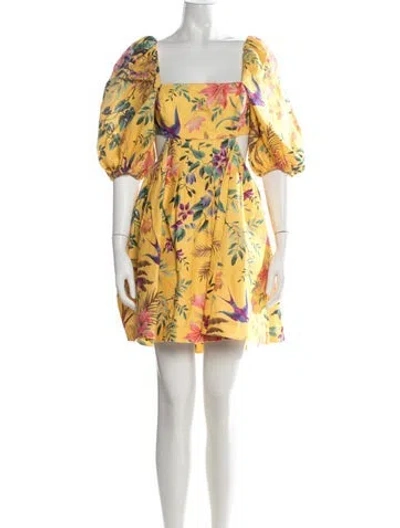 Pre-owned Zimmermann Linen Mini Dress In Yellow