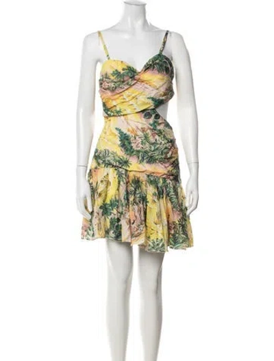 Pre-owned Zimmermann Linen Mini Dress In Yellow