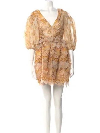 Pre-owned Zimmermann Linen Mini Dress In Yellow
