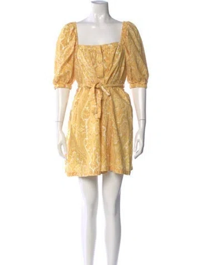 Pre-owned Zimmermann Linen Mini Dress In Yellow