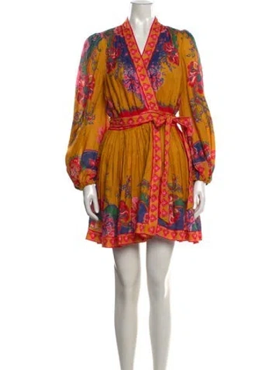 Pre-owned Zimmermann Linen Mini Dress In Yellow