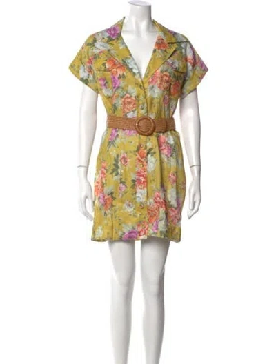 Pre-owned Zimmermann Linen Mini Dress In Yellow