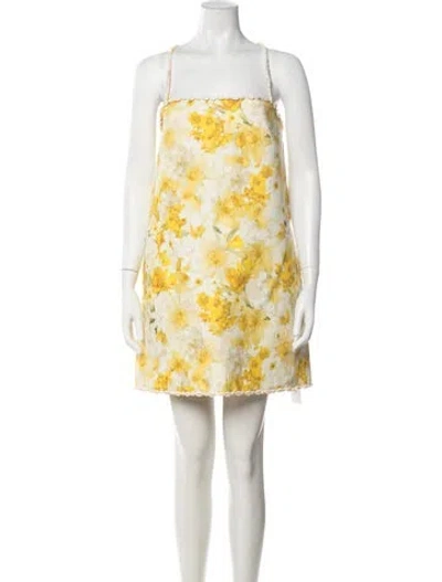 Pre-owned Zimmermann Linen Mini Dress In Yellow