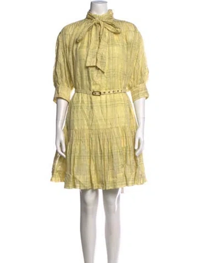 Pre-owned Zimmermann Linen Mini Dress In Yellow