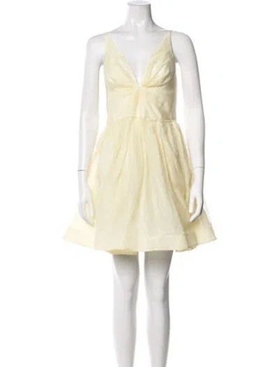 Pre-owned Zimmermann Linen Mini Dress In Yellow