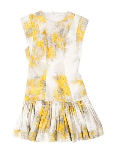 Pre-owned Zimmermann Linen Mini Dress In Yellow