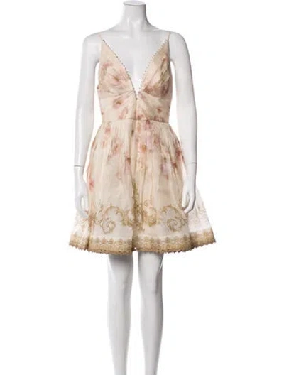 Pre-owned Zimmermann Linen Mini Dress In Yellow