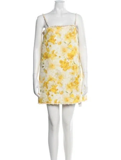 Pre-owned Zimmermann Linen Mini Dress In Yellow