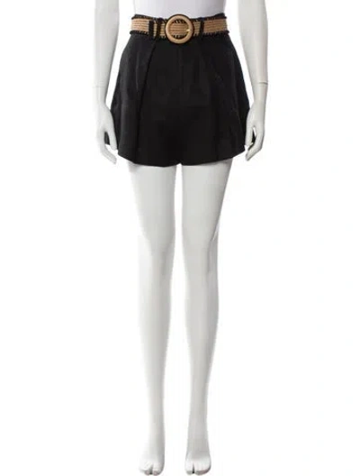 Pre-owned Zimmermann Linen Mini Shorts In Black