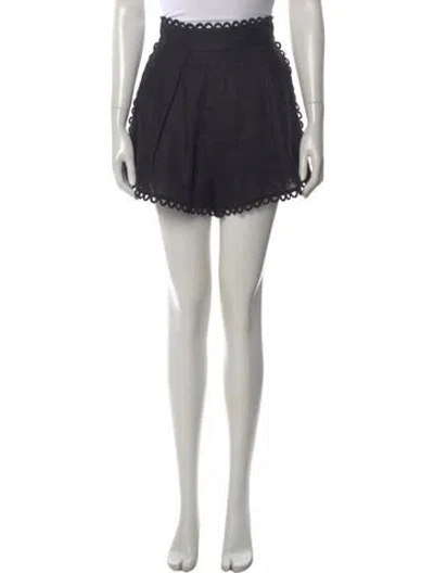 Pre-owned Zimmermann Linen Mini Shorts In Black