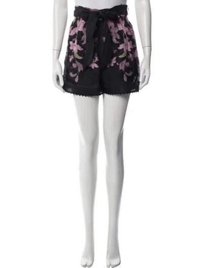 Pre-owned Zimmermann Linen Mini Shorts In Black