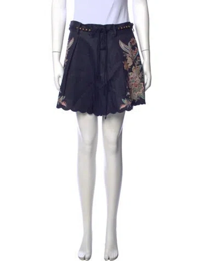 Pre-owned Zimmermann Linen Mini Shorts In Black