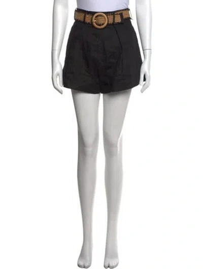 Pre-owned Zimmermann Linen Mini Shorts In Black
