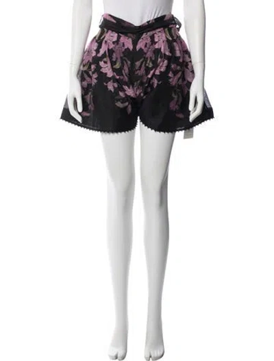 Pre-owned Zimmermann Linen Mini Shorts In Black