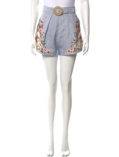 Pre-owned Zimmermann Linen Mini Shorts In Blue