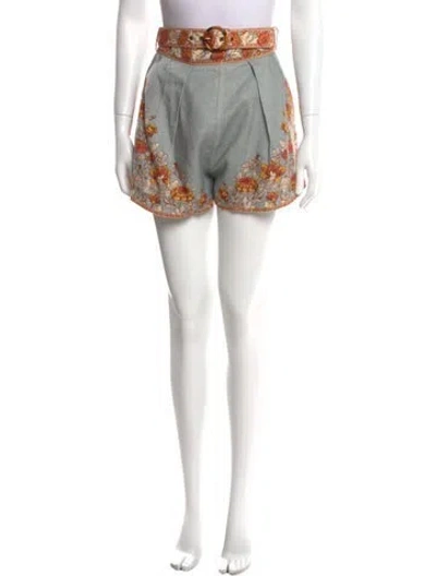 Pre-owned Zimmermann Linen Mini Shorts In Blue