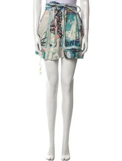 Pre-owned Zimmermann Linen Mini Shorts In Blue